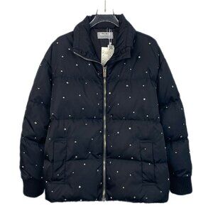 Miu Miu Womens Black Studded Puffer Jacket Size S Made In Italy Quilted Outerwea